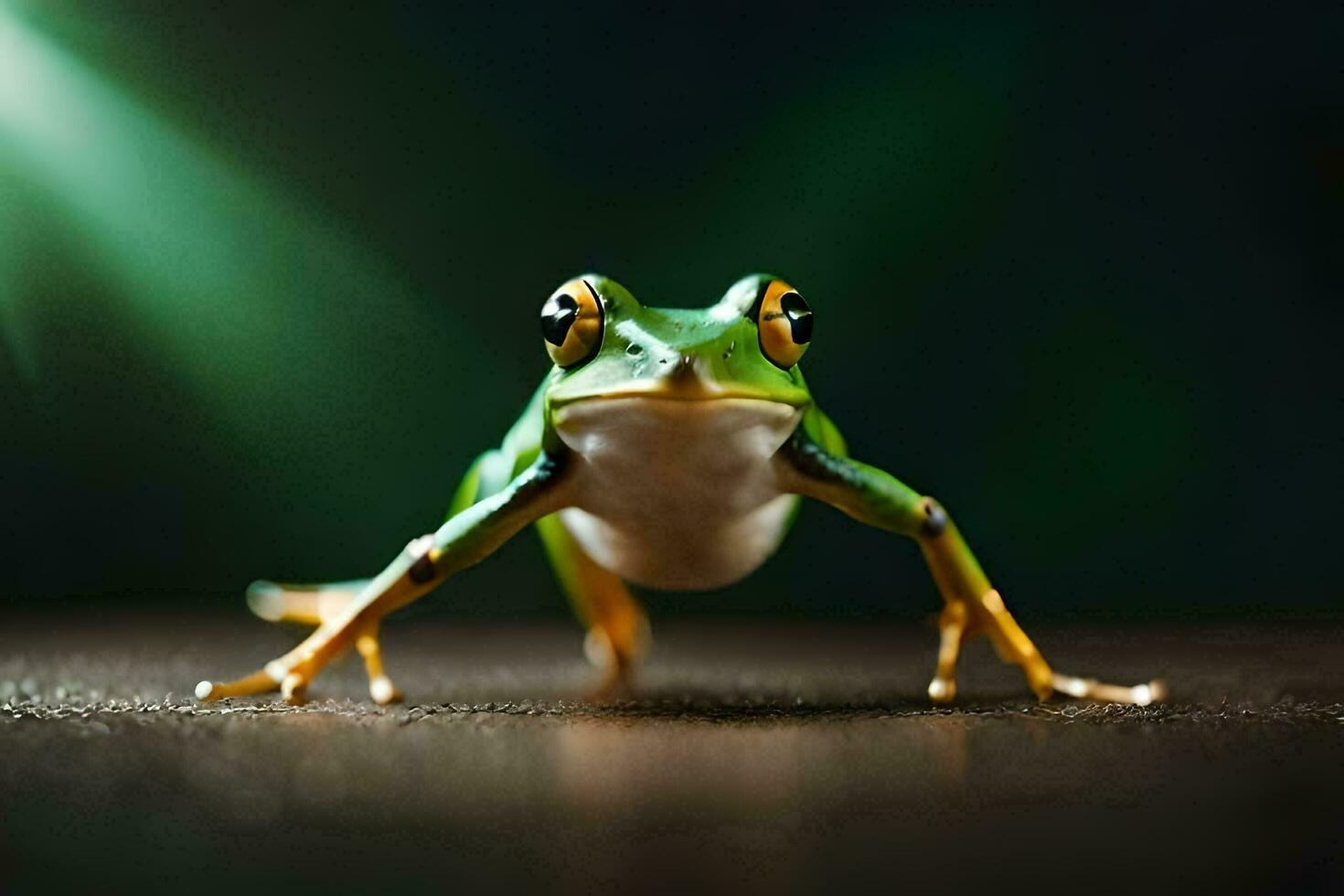 a frog is standing on its hind legs. AI-Generated photo