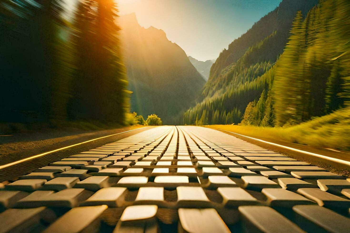 un la carretera con un montaña en el antecedentes. generado por ai foto