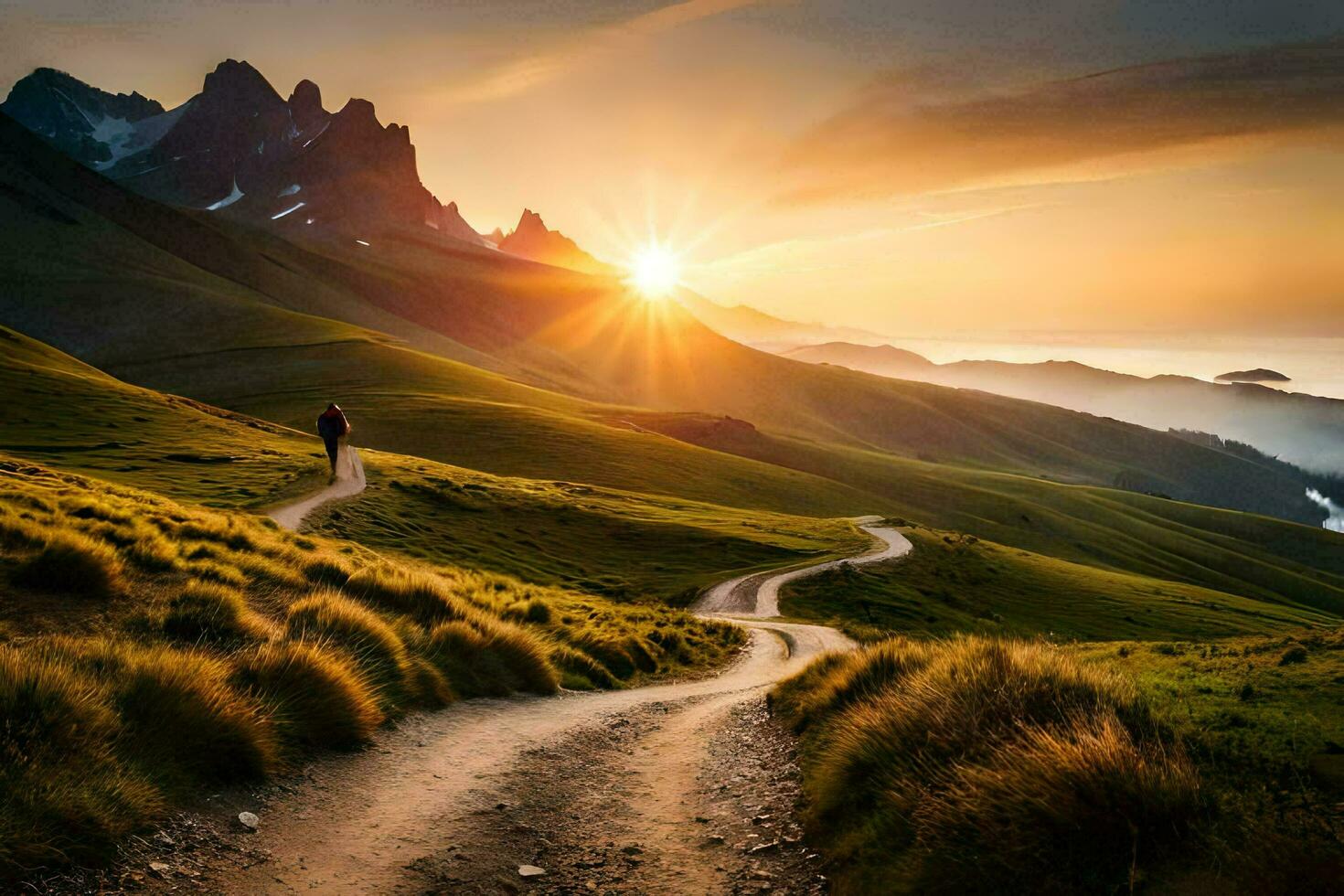 the road to the sun. AI-Generated photo