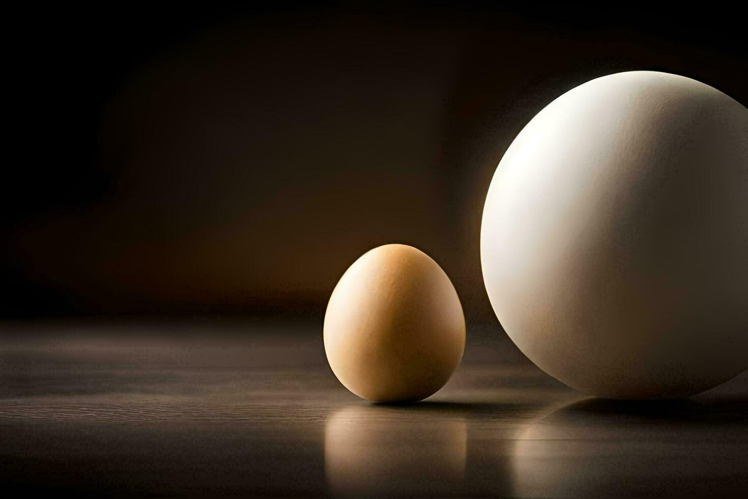 two eggs are next to each other on a table. AI-Generated photo