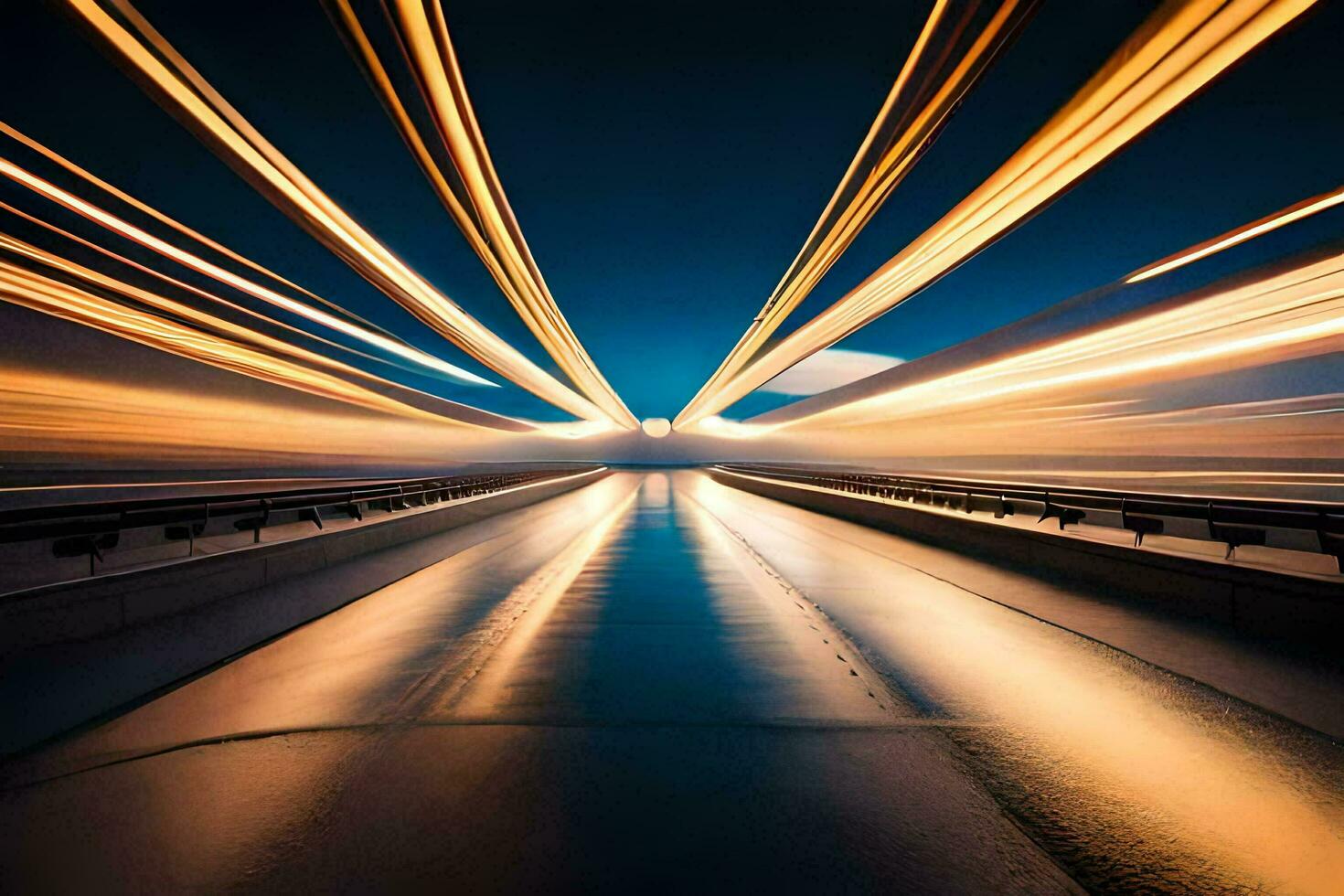 a long exposure photograph of a highway at night. AI-Generated photo
