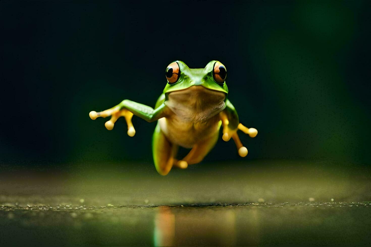 a frog jumping in the air. AI-Generated photo