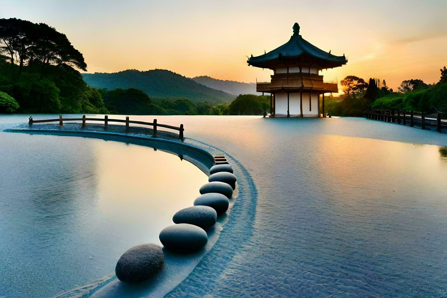 the japanese garden at the hanazono temple in tokyo. AI-Generated photo