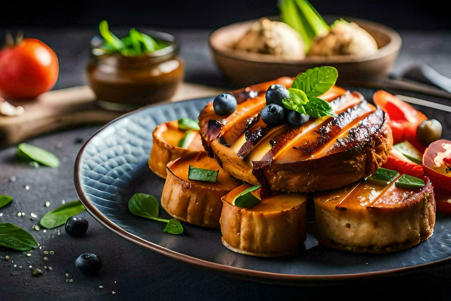 grilled cheese sandwich with tomatoes and cheese. AI-Generated photo