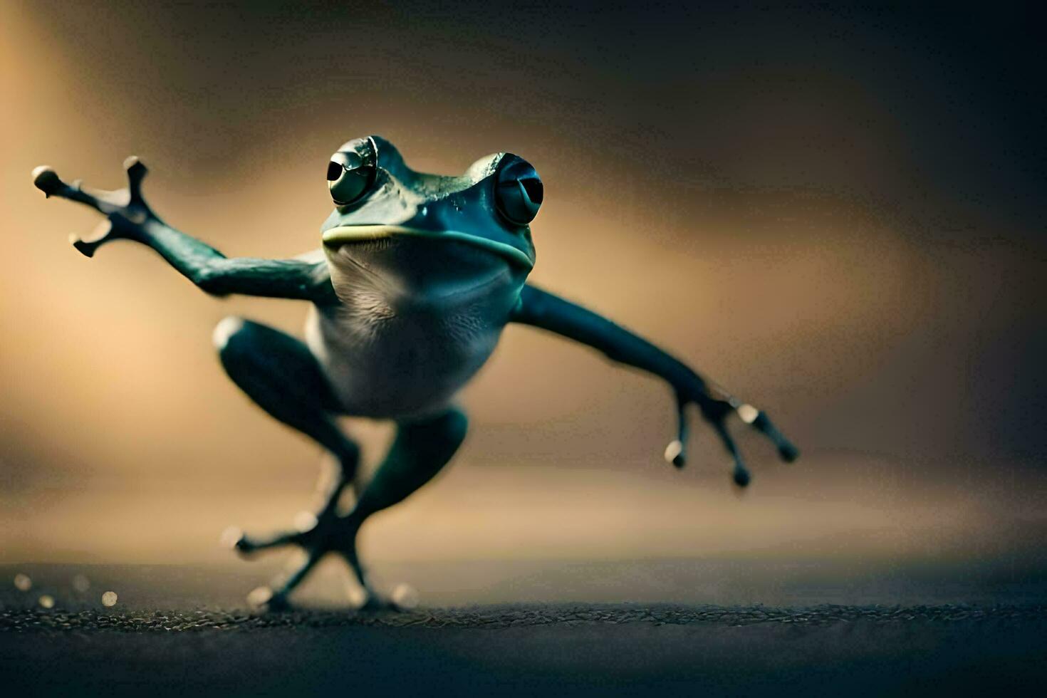 a frog is jumping in the air. AI-Generated photo