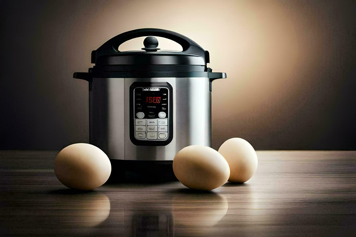 an electric pressure cooker with four eggs. AI-Generated photo