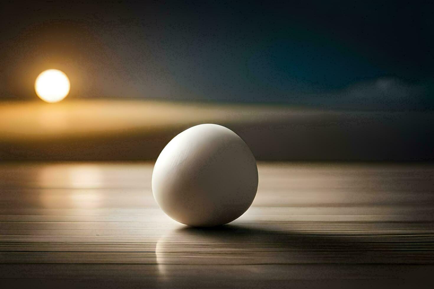 white egg on a wooden floor. AI-Generated photo