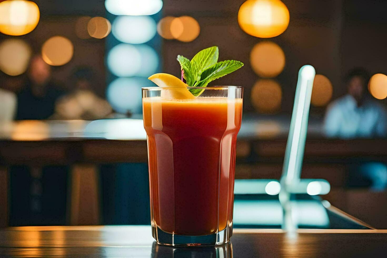 un bebida con un adornar en un bar. generado por ai foto