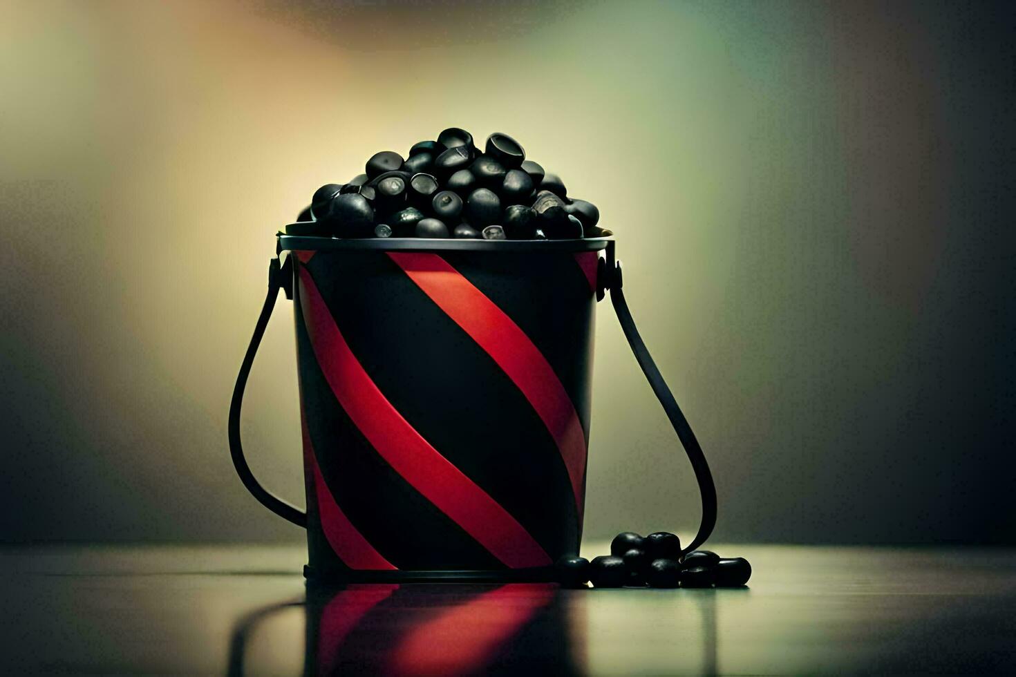 a bucket filled with blackberries. AI-Generated photo