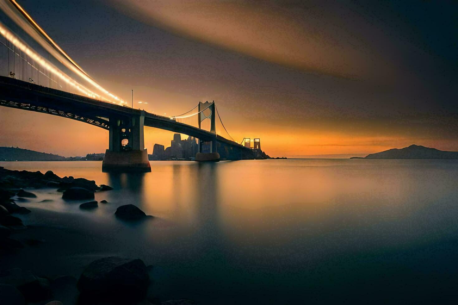 the golden hour, bridge, bridge, bridge, bridge, bridge, bridge, bridge, bridge. AI-Generated photo