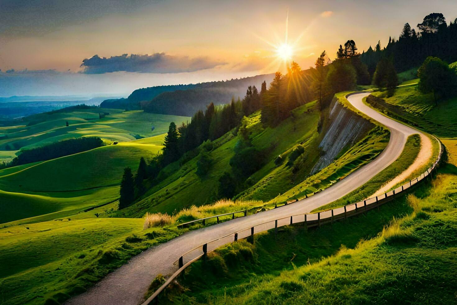 the road to the sun. AI-Generated photo