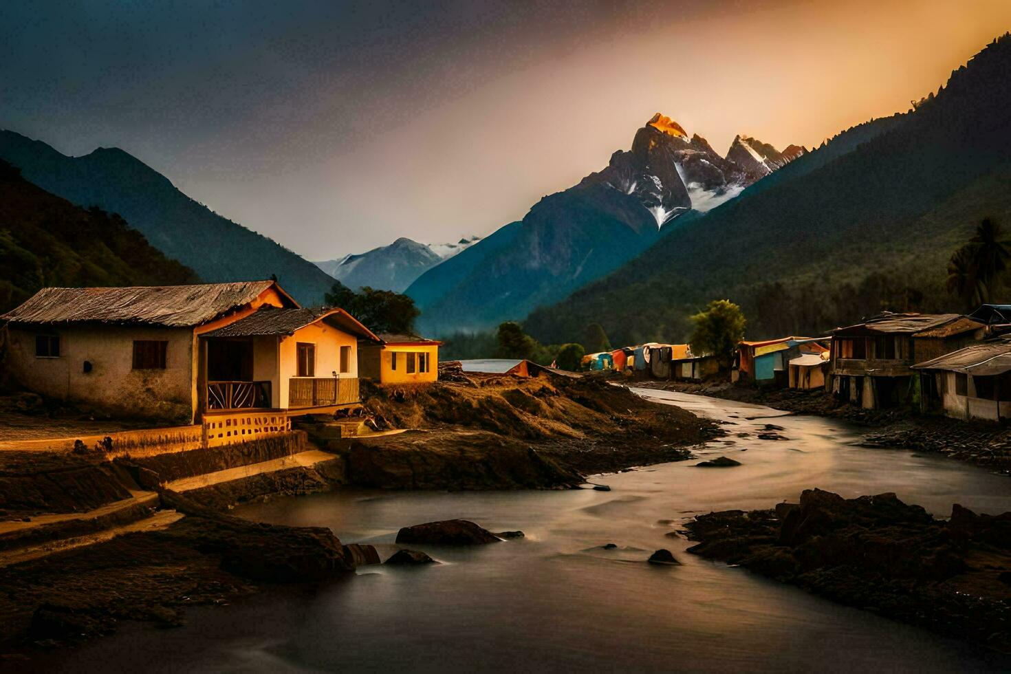 the village of person in the mountains. AI-Generated photo