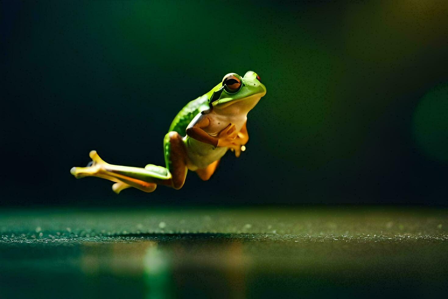 a frog jumping in the air. AI-Generated photo