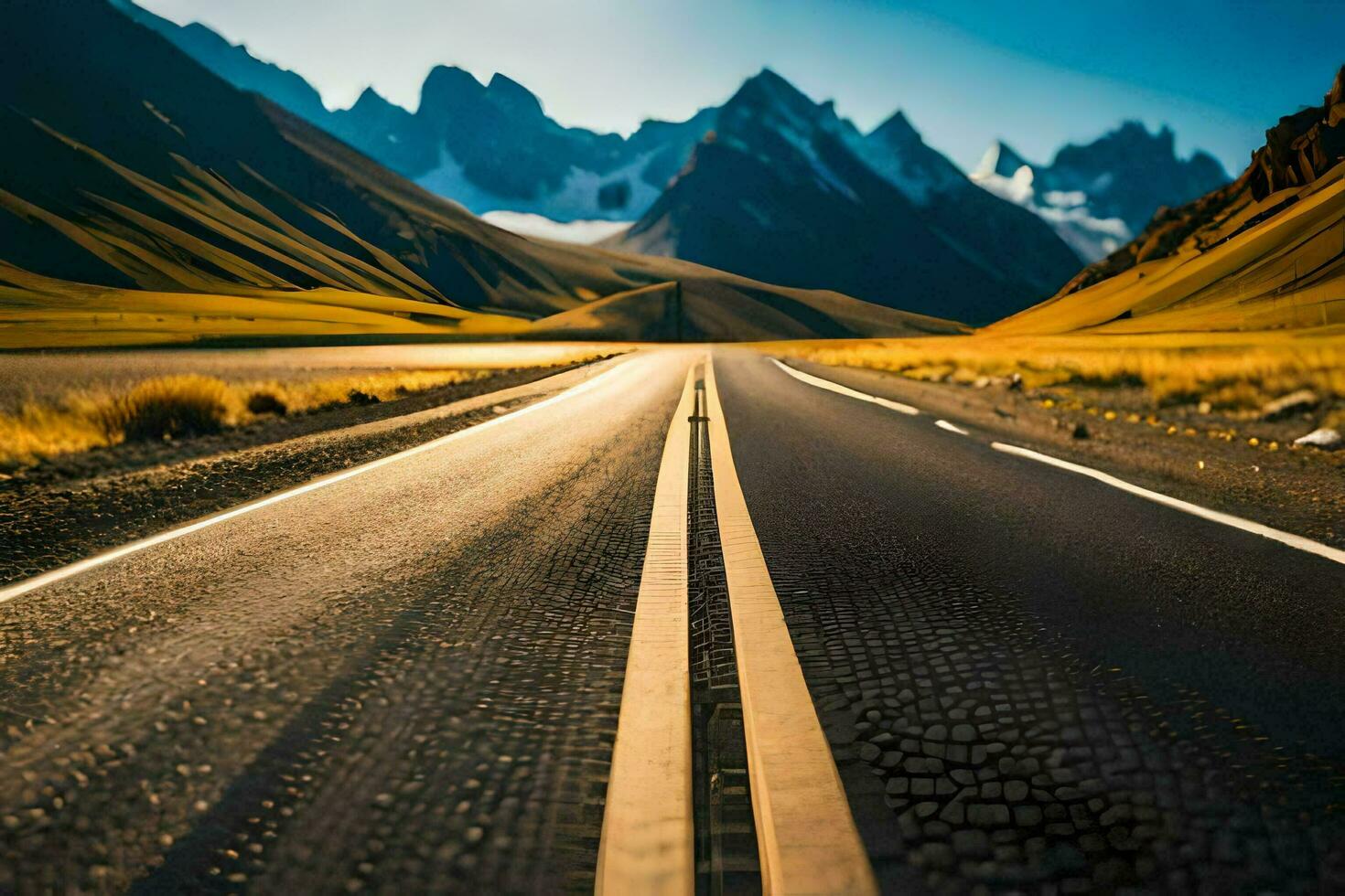 the road to the mountains. AI-Generated photo