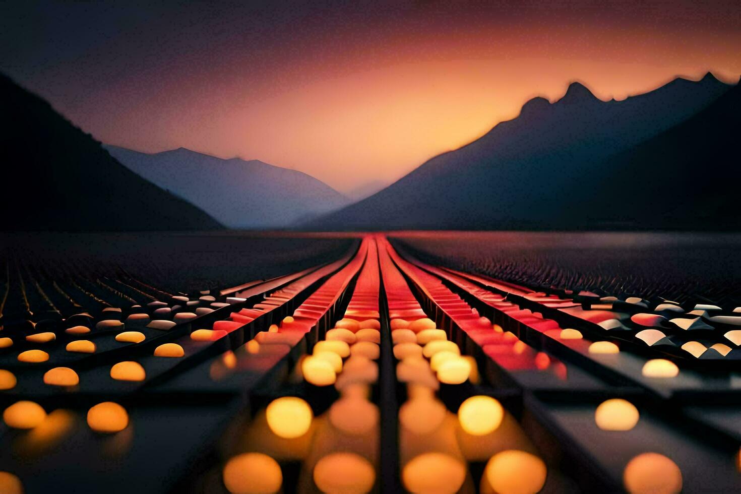 a long exposure photograph of lights on a road. AI-Generated photo