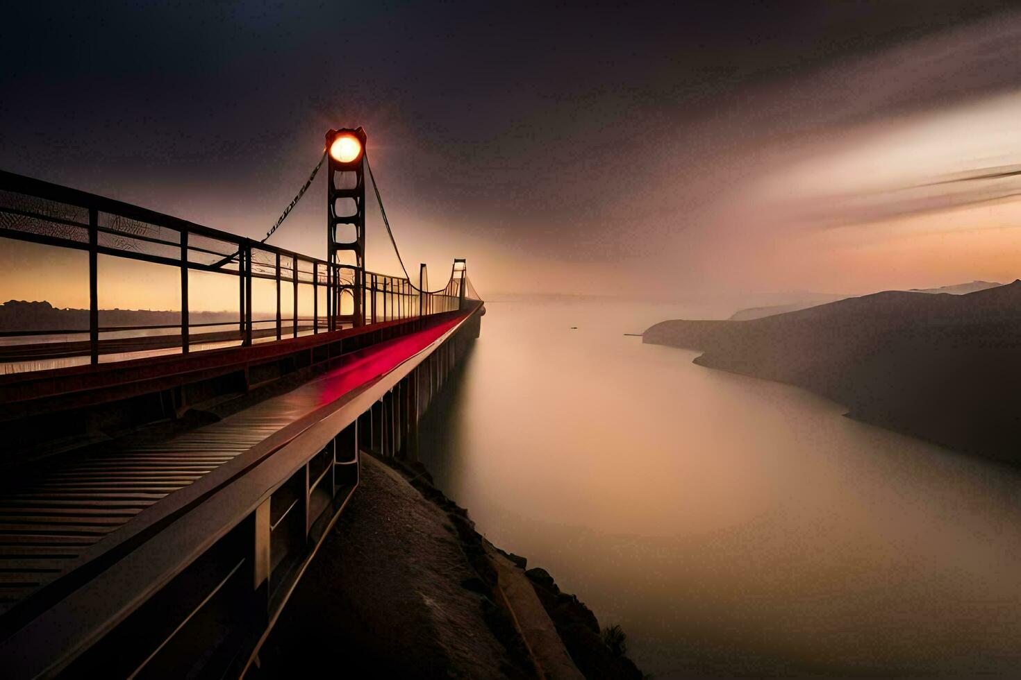 the golden gate bridge at sunset. AI-Generated photo