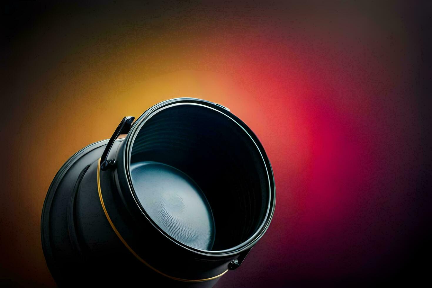 a black camera lens on a black background. AI-Generated photo