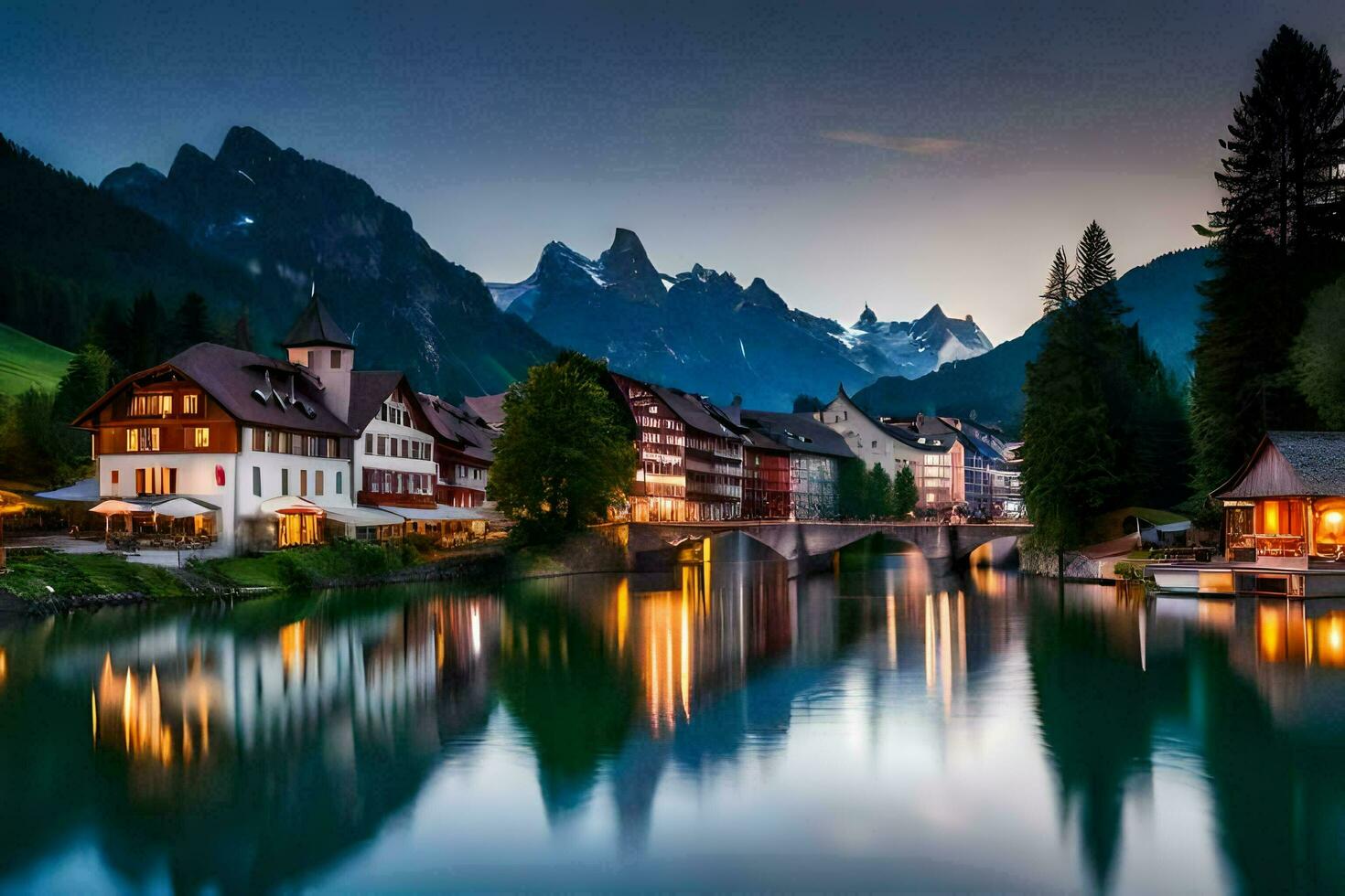 the town of altenburg at dusk. AI-Generated photo