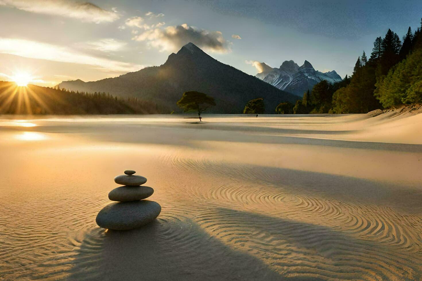 el Dom sube terminado el montañas en el antecedentes. generado por ai foto