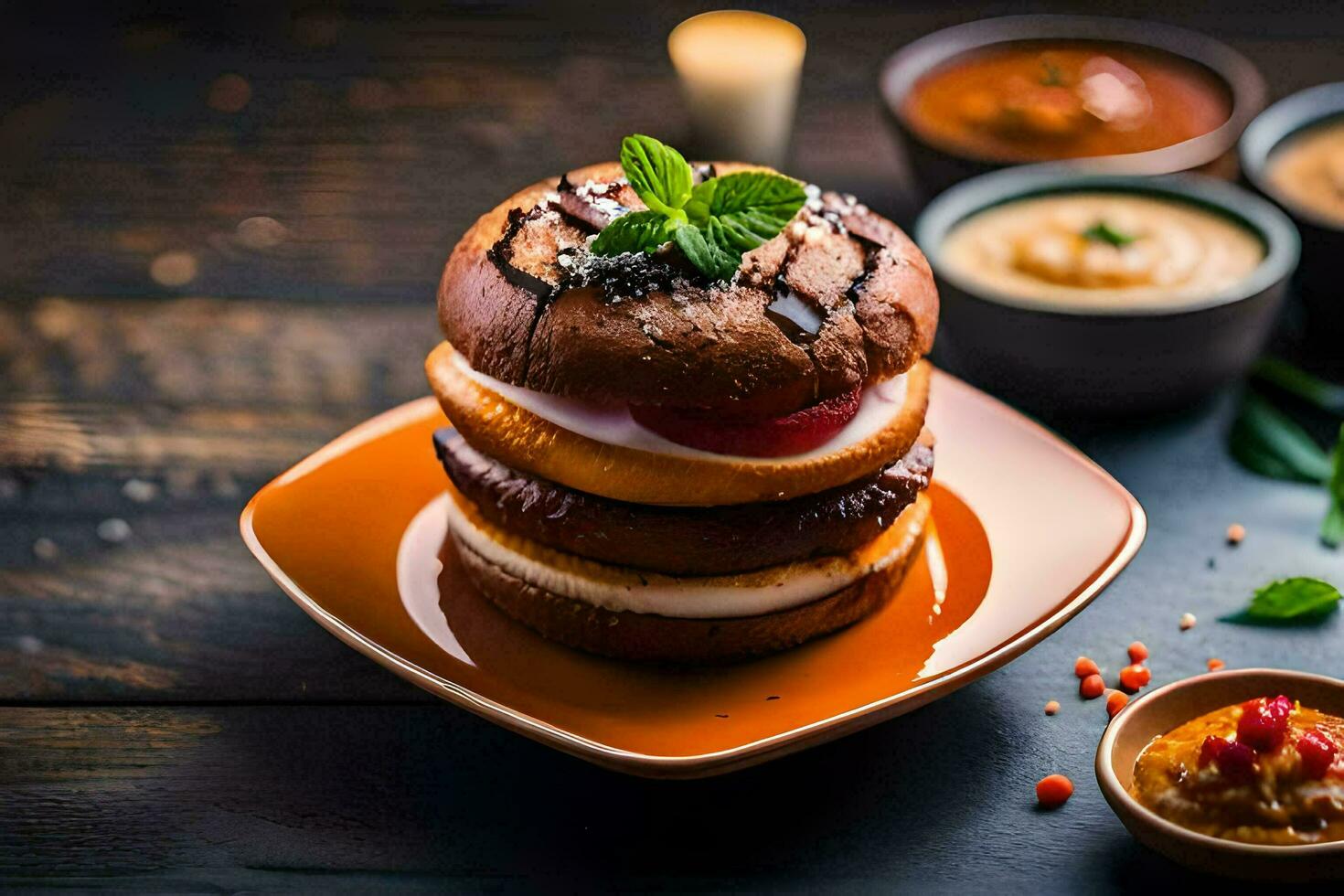 a stack of sandwiches on a plate. AI-Generated photo