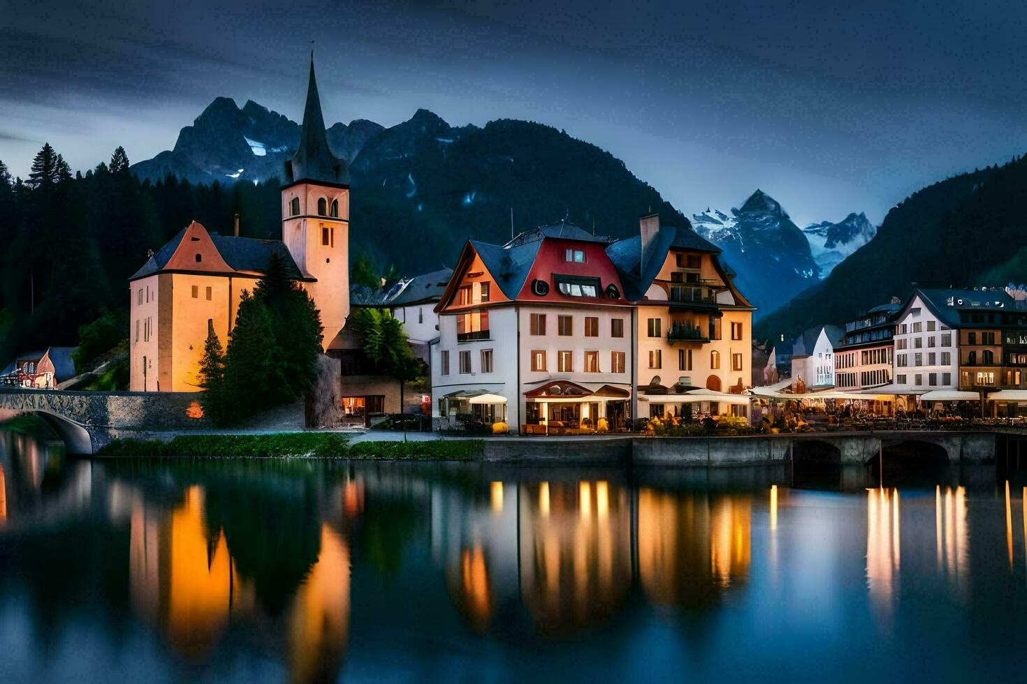 photo wallpaper the sky, mountains, water, mountains, lake, germany, alpine. AI-Generated