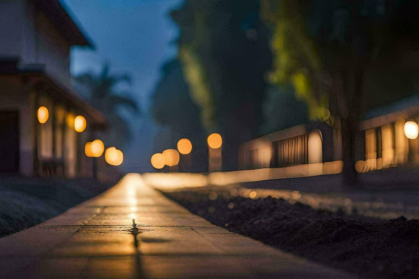 a long exposure photo of a street at night. AI-Generated