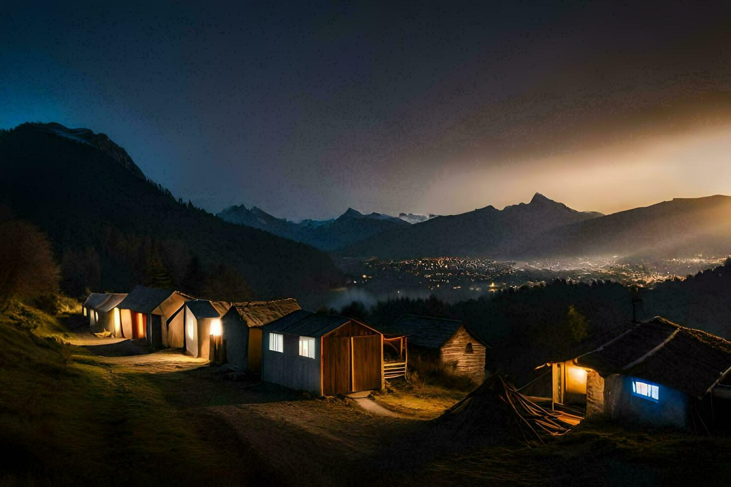 foto fondo de pantalla el cielo, montañas, el luna, el montañas, el luna, el montañas,. generado por ai