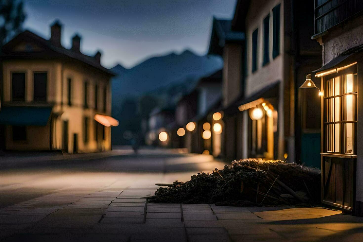 foto fondo de pantalla el noche, calle, el ciudad, el luces, el luces, el luces,. generado por ai