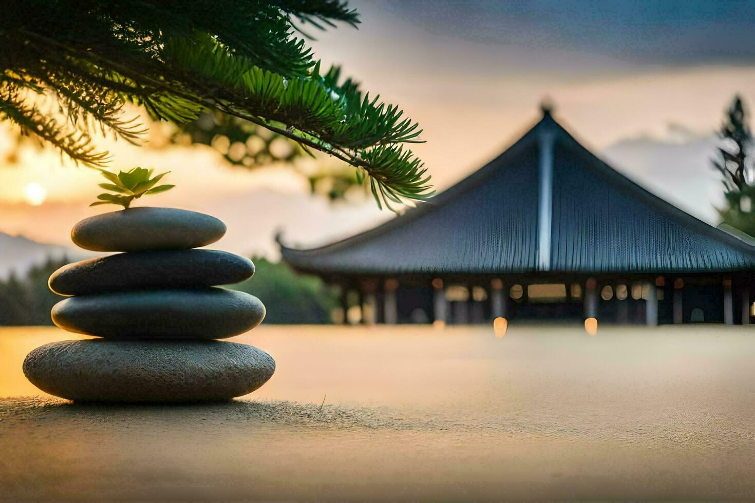the zen garden. AI-Generated photo