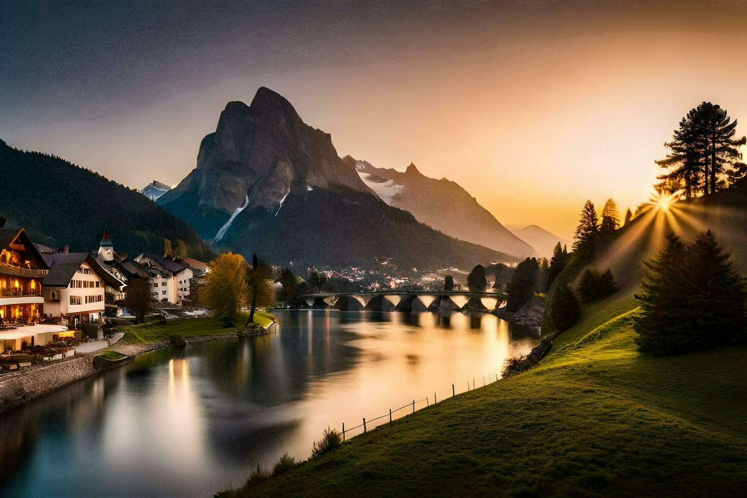 foto fondo de pantalla el cielo, montañas, río, agua, cascadas, cascadas, agua,. generado por ai