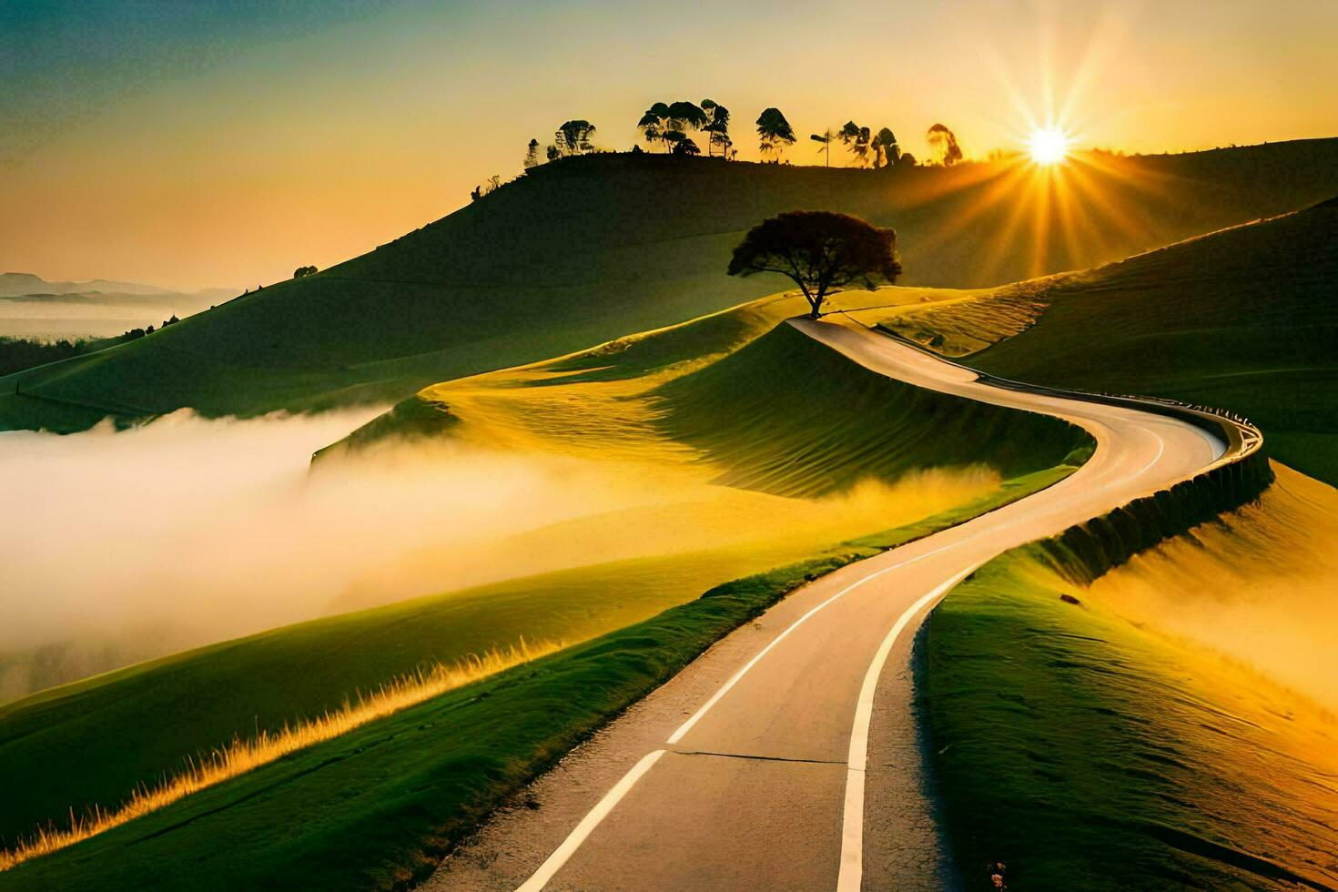 the road to the sun. AI-Generated photo