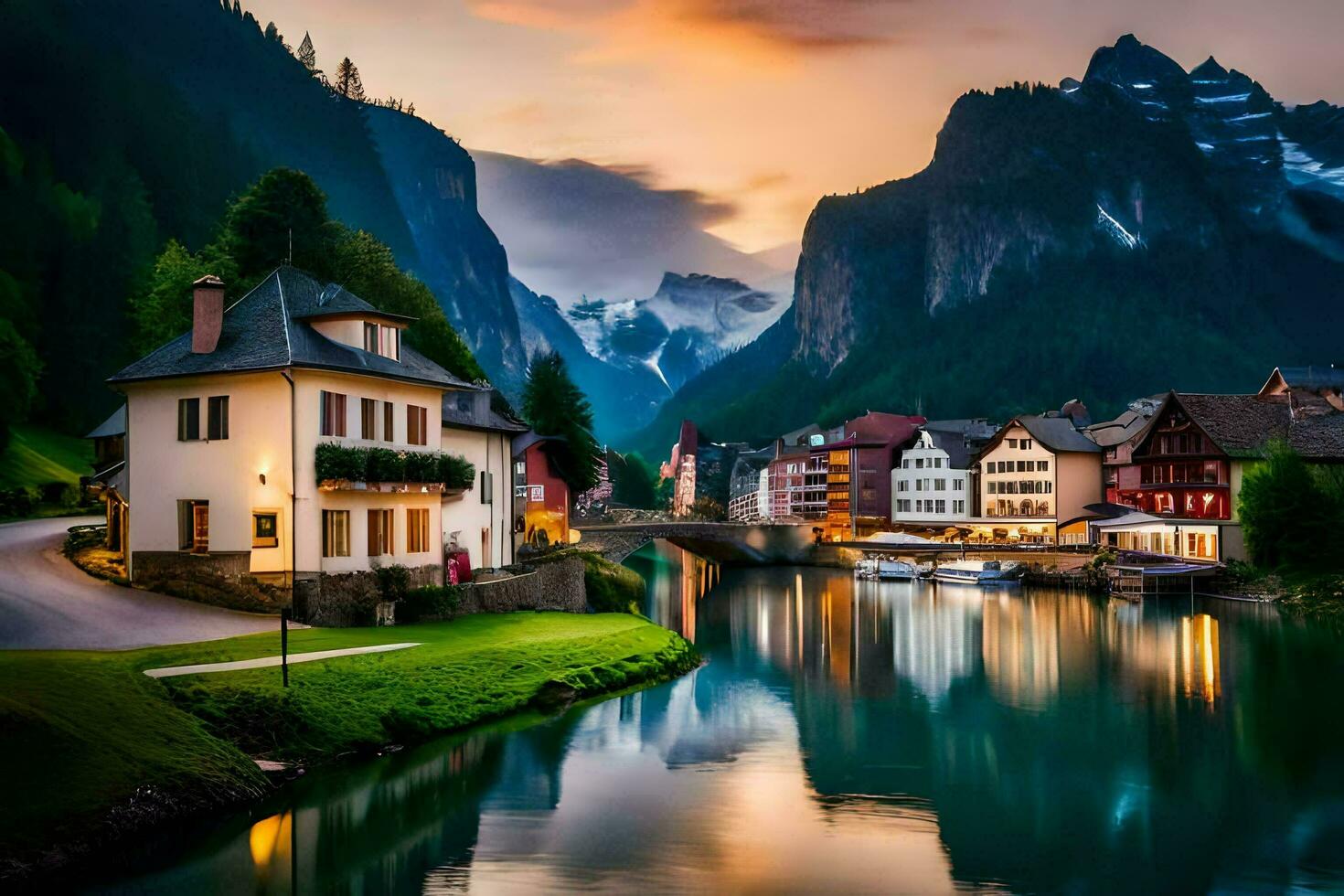 the beautiful town of altenburg in the alps. AI-Generated photo