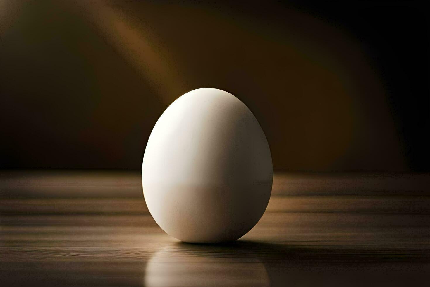 an egg sitting on a table with a light behind it. AI-Generated photo