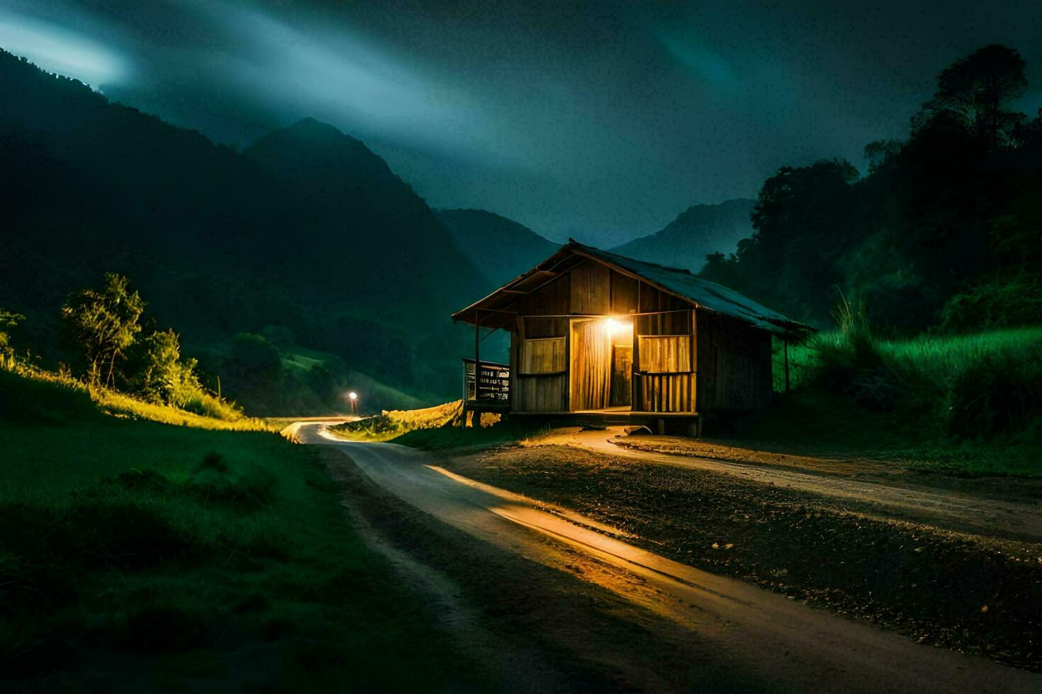 the road to the cottage. AI-Generated photo