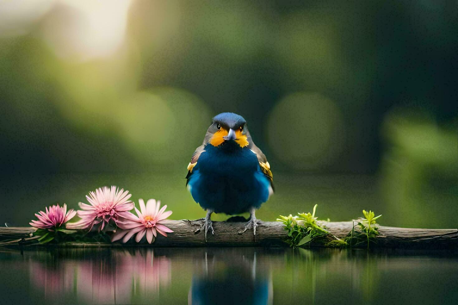 foto fondo de pantalla el pájaro, flores, agua, pájaro, pájaro, pájaro, pájaro, pájaro,. generado por ai