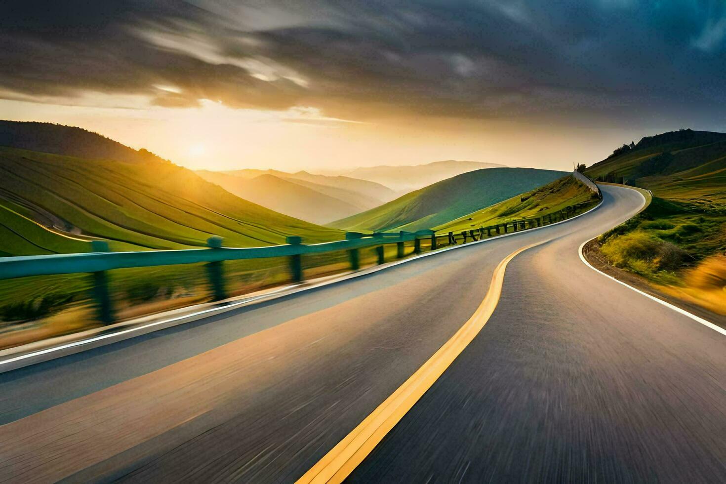 a winding road in the mountains. AI-Generated photo