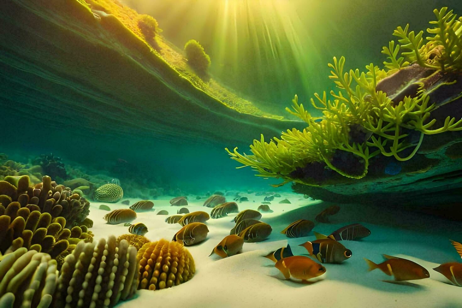 underwater scene with fish and coral. AI-Generated photo