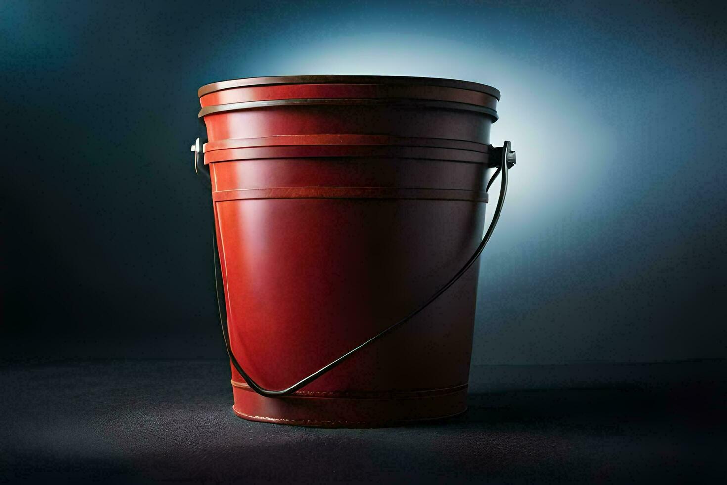 a red bucket sitting on a dark background. AI-Generated photo