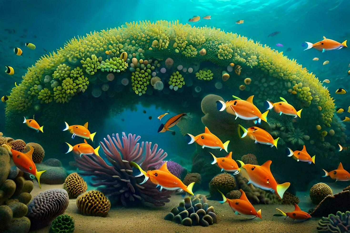 underwater scene with fish and coral. AI-Generated photo