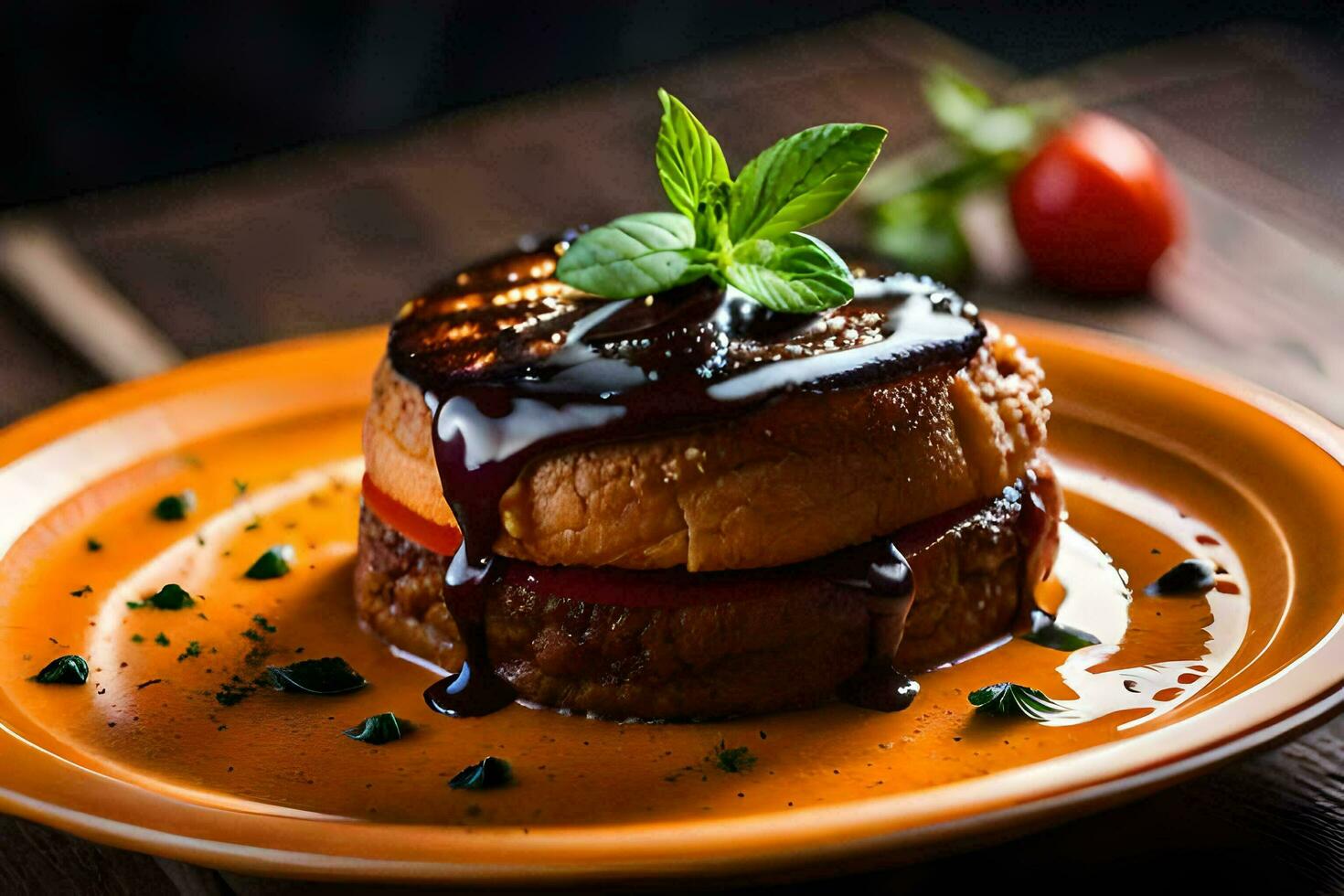 a plate with a grilled cheese sandwich on it. AI-Generated photo