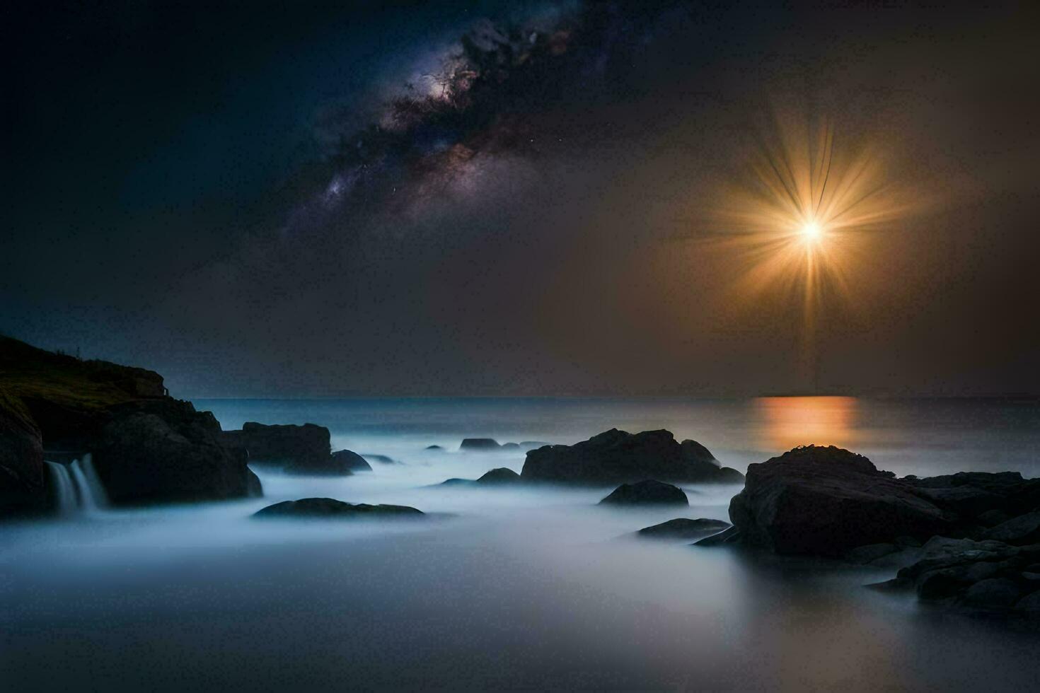 the milky way over the ocean. AI-Generated photo