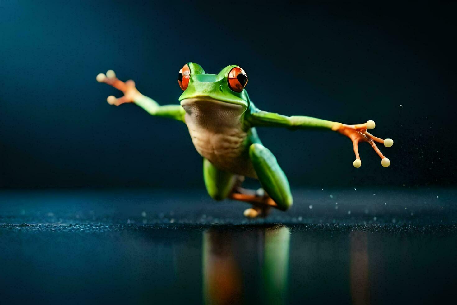 a frog jumping in the air. AI-Generated photo