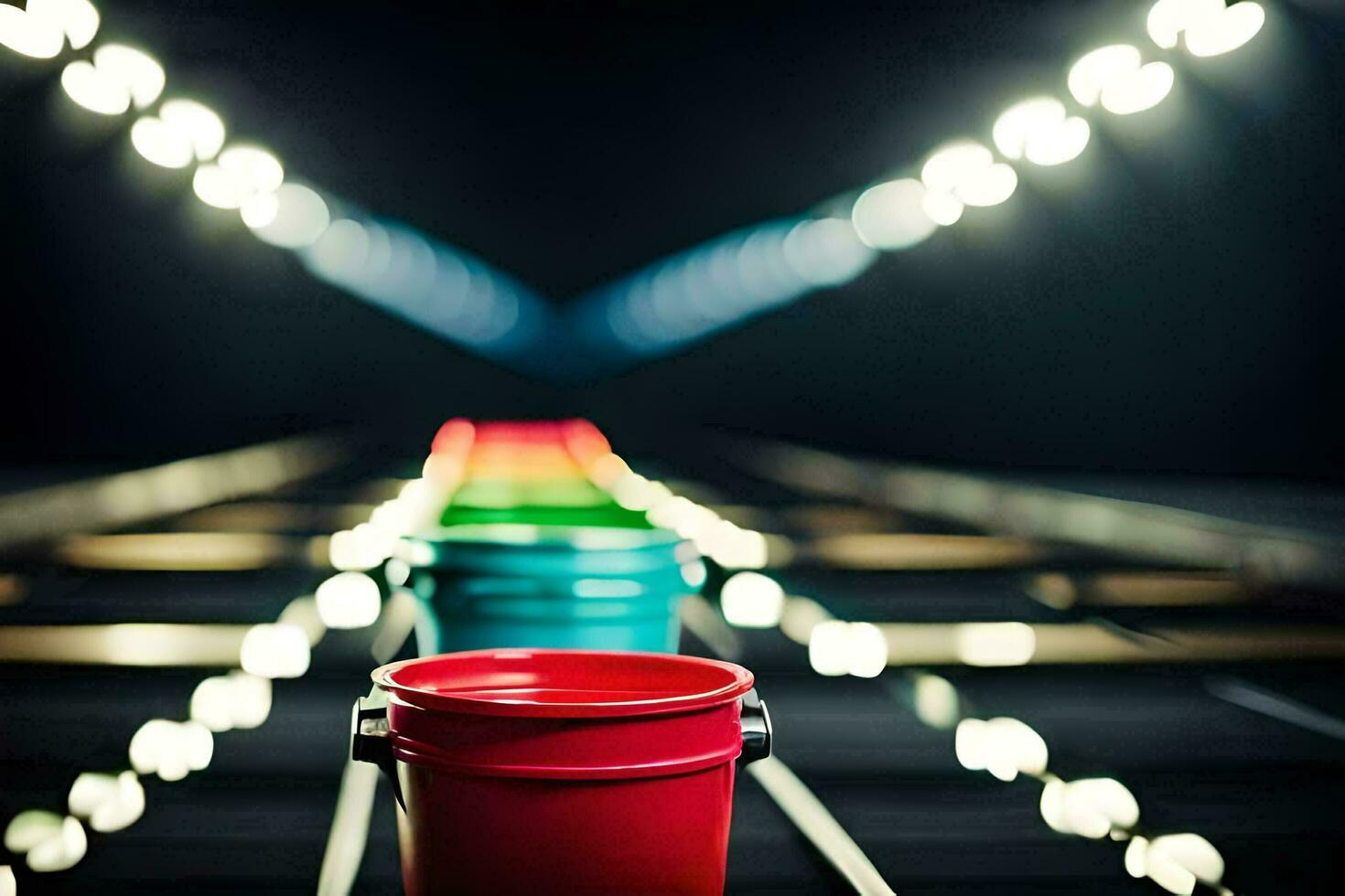 bucket of paint on the floor. AI-Generated photo