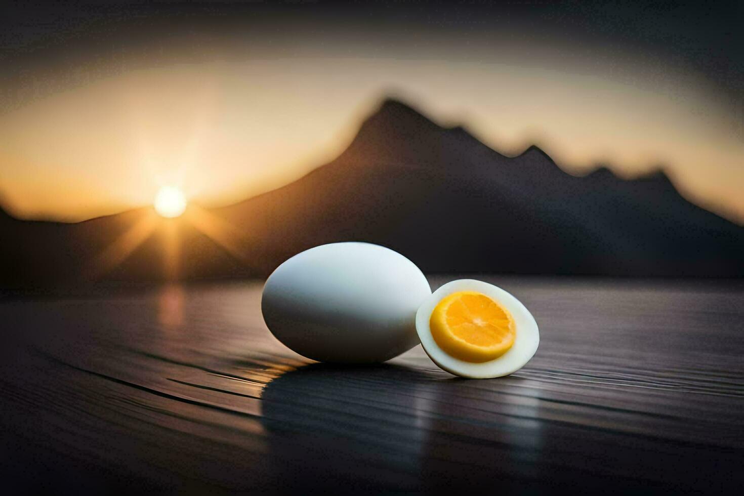 the egg and the mountain. AI-Generated photo