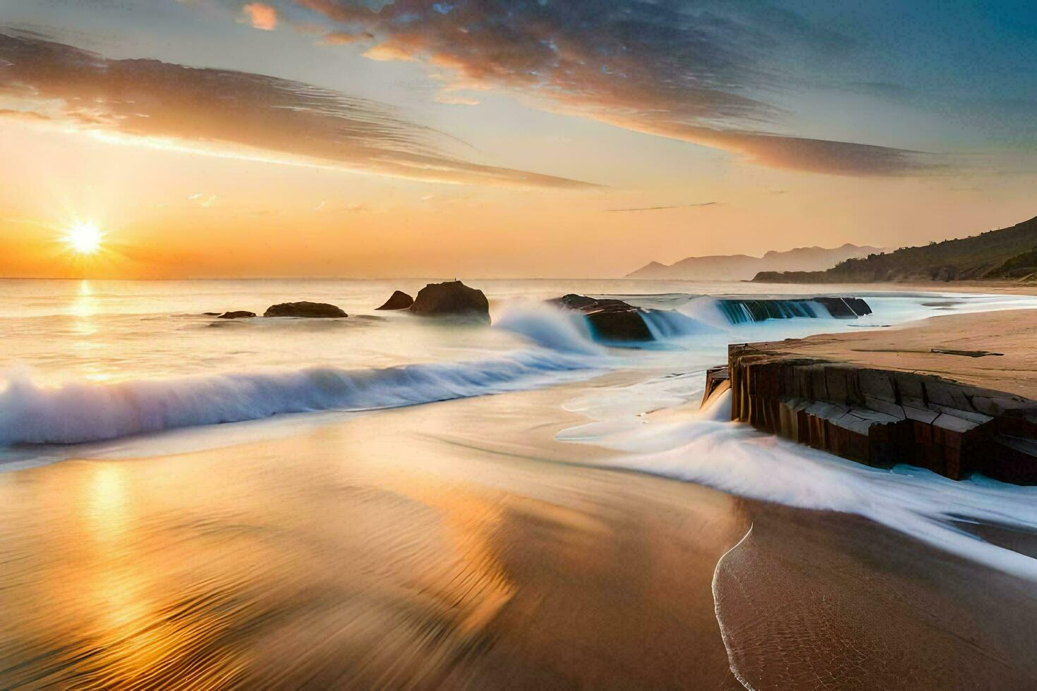 a beautiful sunset over the ocean. AI-Generated photo