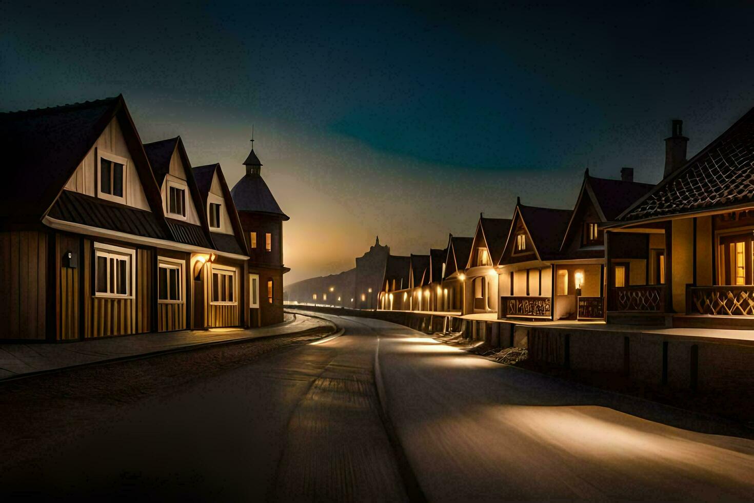 a long exposure photo of a street at night. AI-Generated