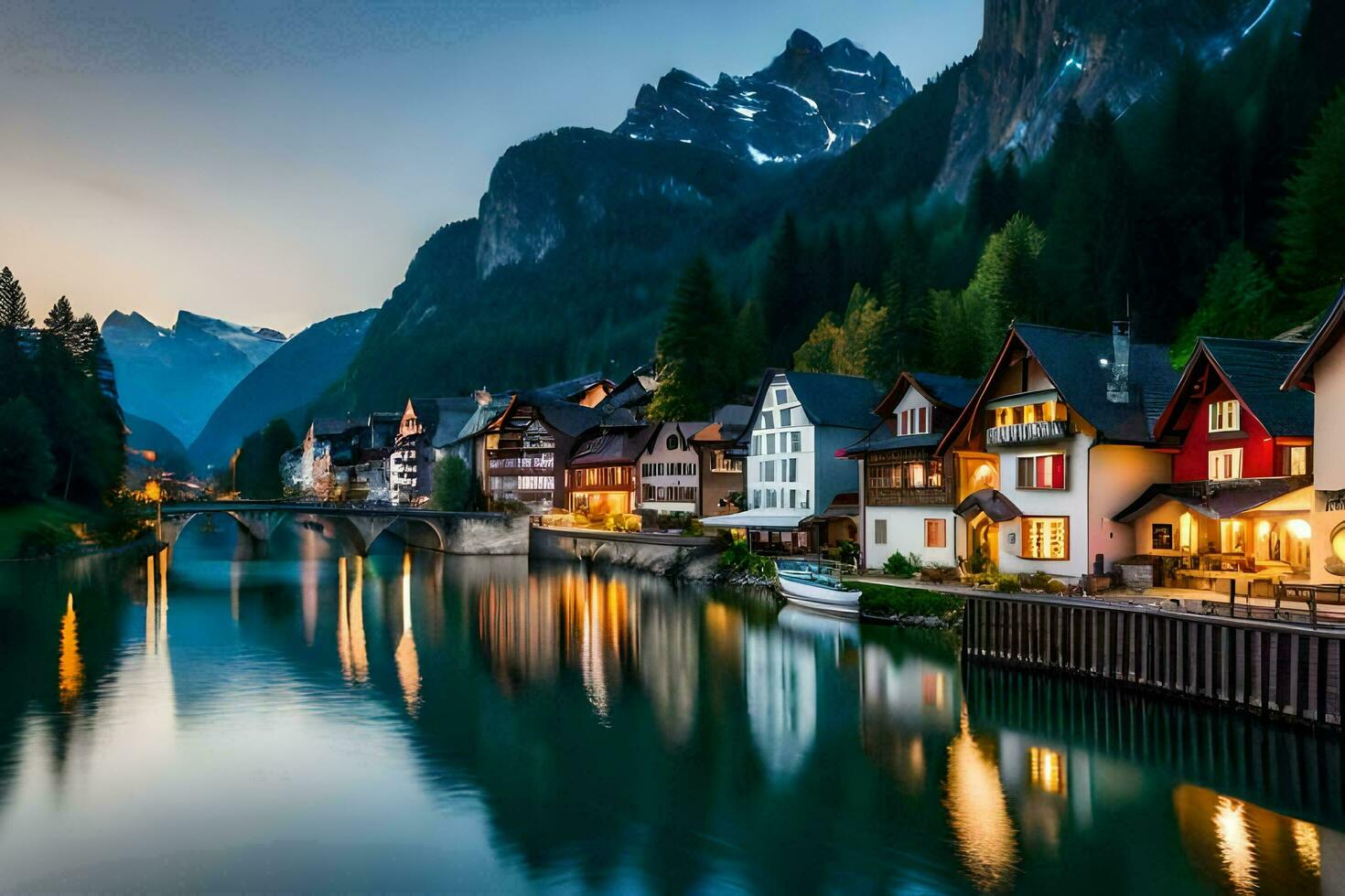 the beautiful town of altenburg at dusk. AI-Generated photo