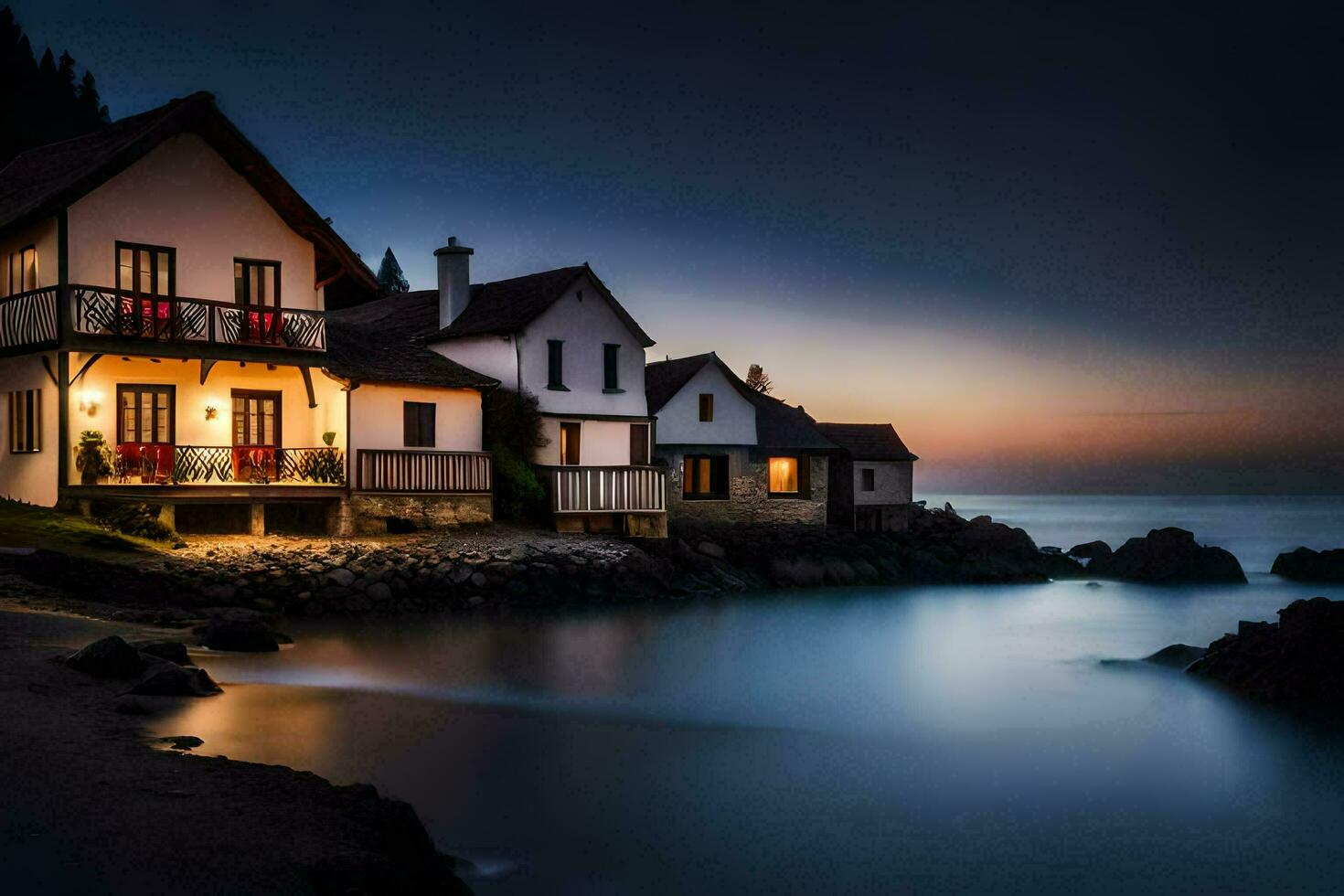 photo wallpaper the sea, houses, the sea, the sea, the sea, the sea,. AI-Generated