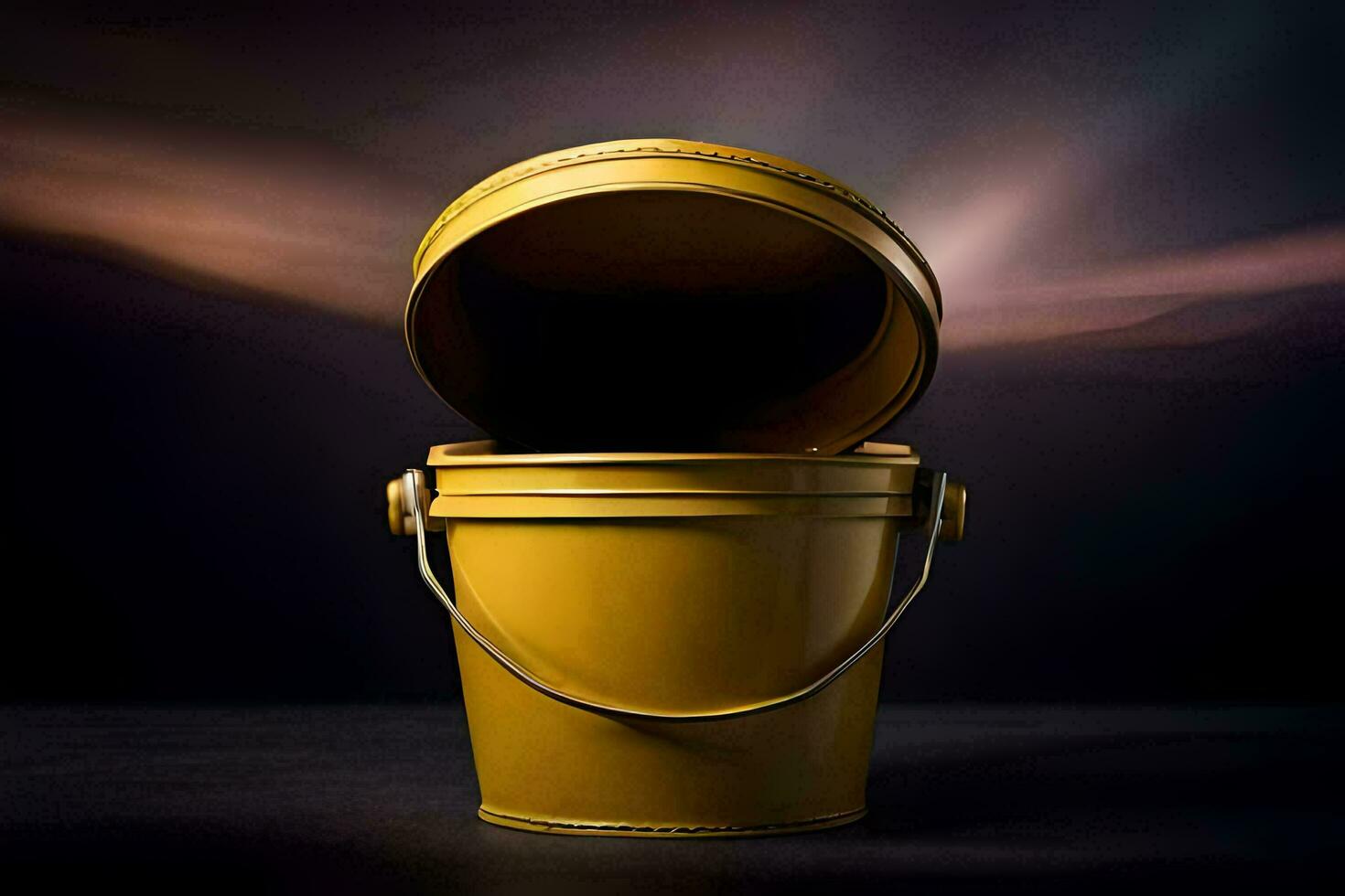 a yellow bucket with a lid on it. AI-Generated photo