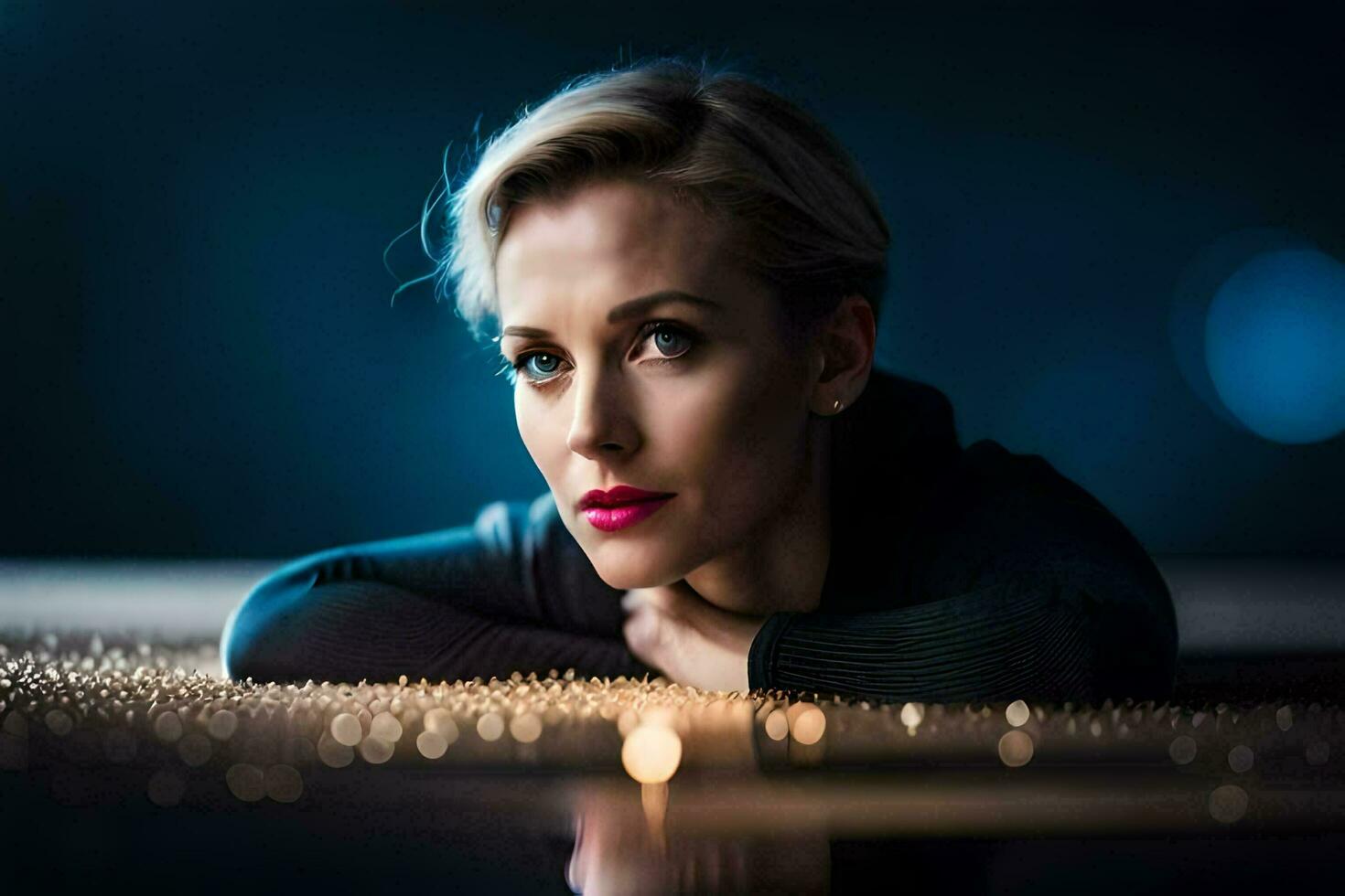 a woman laying on the floor with a lit candle. AIGenerated 34305338 Stock Photo at Vecteezy